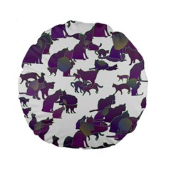 Many Cats Silhouettes Texture Standard 15  Premium Flano Round Cushions