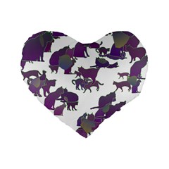 Many Cats Silhouettes Texture Standard 16  Premium Flano Heart Shape Cushions by Amaryn4rt