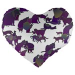 Many Cats Silhouettes Texture Large 19  Premium Flano Heart Shape Cushions Front