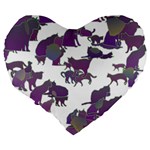 Many Cats Silhouettes Texture Large 19  Premium Flano Heart Shape Cushions Back