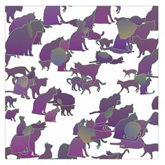 Many Cats Silhouettes Texture Large Satin Scarf (square) by Amaryn4rt