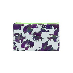 Many Cats Silhouettes Texture Cosmetic Bag (xs) by Amaryn4rt