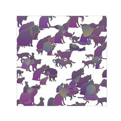 Many Cats Silhouettes Texture Small Satin Scarf (square) by Amaryn4rt