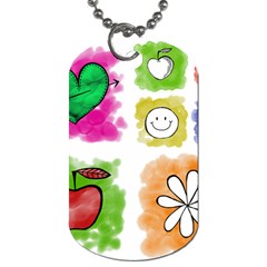 A Set Of Watercolour Icons Dog Tag (two Sides) by Amaryn4rt