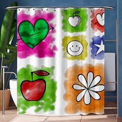 A Set Of Watercolour Icons Shower Curtain 60  X 72  (medium) 