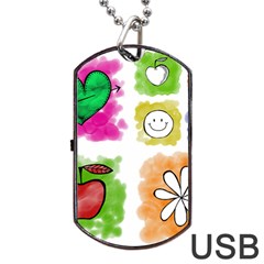 A Set Of Watercolour Icons Dog Tag Usb Flash (one Side)