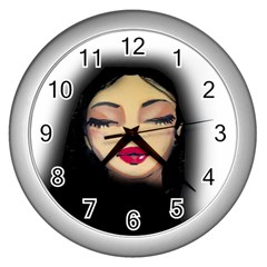 Girl Wall Clocks (silver)  by Valentinaart