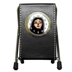 Girl Pen Holder Desk Clocks by Valentinaart