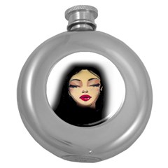 Girl Round Hip Flask (5 Oz) by Valentinaart