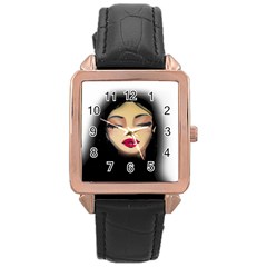 Girl Rose Gold Leather Watch  by Valentinaart