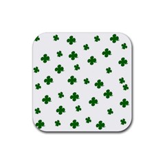 St  Patrick s Clover Pattern Rubber Coaster (square)  by Valentinaart