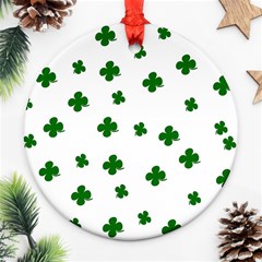 St  Patrick s Clover Pattern Round Ornament (two Sides) by Valentinaart