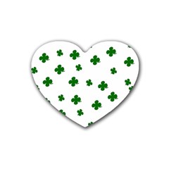 St  Patrick s Clover Pattern Rubber Coaster (heart)  by Valentinaart