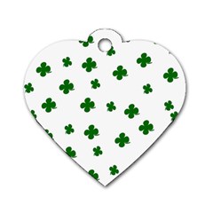 St  Patrick s Clover Pattern Dog Tag Heart (two Sides) by Valentinaart