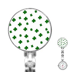 St  Patrick s Clover Pattern Stainless Steel Nurses Watch by Valentinaart