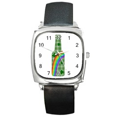 St  Patricks Day - Bottle Square Metal Watch by Valentinaart