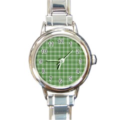 St. Patricks day plaid pattern Round Italian Charm Watch