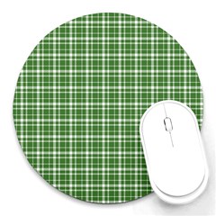 St. Patricks day plaid pattern Round Mousepads