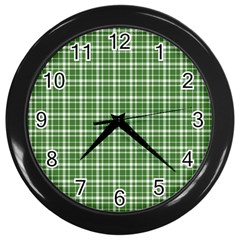 St. Patricks day plaid pattern Wall Clocks (Black)