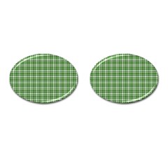 St  Patricks Day Plaid Pattern Cufflinks (oval) by Valentinaart