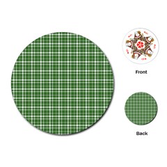 St  Patricks Day Plaid Pattern Playing Cards (round)  by Valentinaart