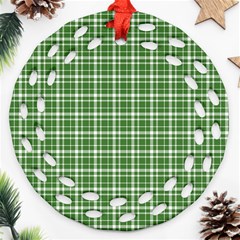 St. Patricks day plaid pattern Ornament (Round Filigree)