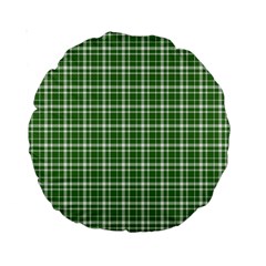 St  Patricks Day Plaid Pattern Standard 15  Premium Round Cushions by Valentinaart