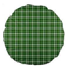 St. Patricks day plaid pattern Large 18  Premium Round Cushions