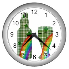 St  Patrick s Day Wall Clocks (silver)  by Valentinaart