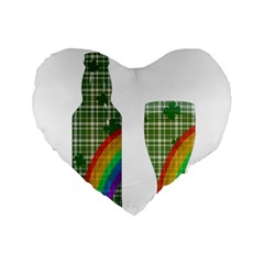 St  Patrick s Day Standard 16  Premium Flano Heart Shape Cushions