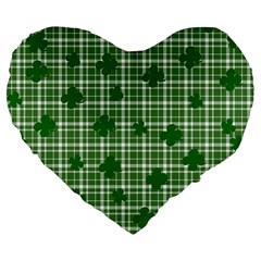 St  Patrick s Day Pattern Large 19  Premium Flano Heart Shape Cushions