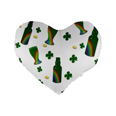 St  Patricks Day  Standard 16  Premium Flano Heart Shape Cushions by Valentinaart