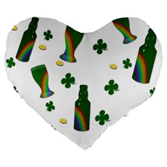 St  Patricks Day  Large 19  Premium Flano Heart Shape Cushions