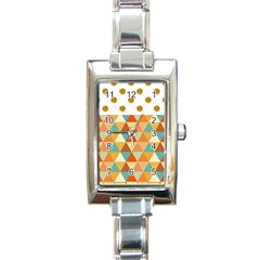 Golden Dots And Triangles Pattern Rectangle Italian Charm Watch by TastefulDesigns