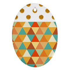 Golden Dots And Triangles Pattern Ornament (oval) by TastefulDesigns