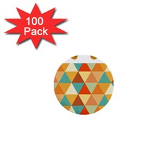 Golden Dots And Triangles Pattern 1  Mini Buttons (100 Pack)  by TastefulDesigns