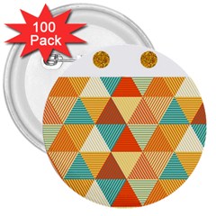 Golden Dots And Triangles Pattern 3  Buttons (100 Pack)  by TastefulDesigns