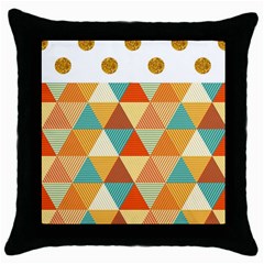 Golden Dots And Triangles Pattern Throw Pillow Case (black)