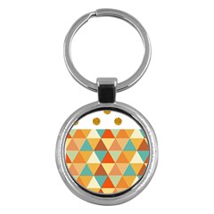 Golden Dots And Triangles Pattern Key Chains (round)  by TastefulDesigns