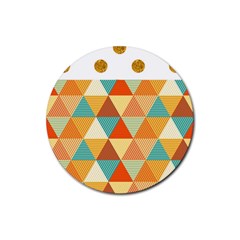 Golden Dots And Triangles Pattern Rubber Coaster (round) 