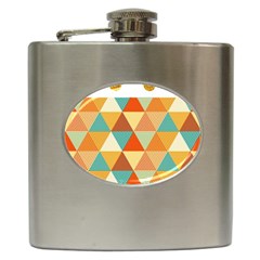 Golden Dots And Triangles Pattern Hip Flask (6 Oz) by TastefulDesigns