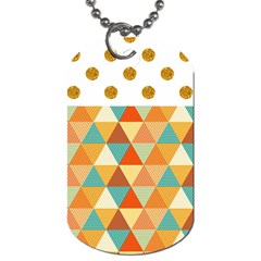 Golden Dots And Triangles Pattern Dog Tag (two Sides) by TastefulDesigns