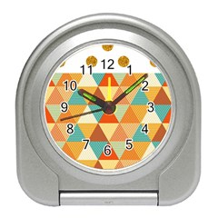 Golden Dots And Triangles Pattern Travel Alarm Clocks by TastefulDesigns