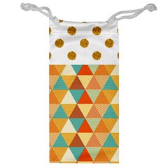 Golden Dots And Triangles Pattern Jewelry Bag