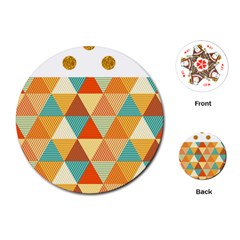 Golden Dots And Triangles Pattern Playing Cards (round)  by TastefulDesigns