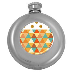 Golden Dots And Triangles Pattern Round Hip Flask (5 Oz) by TastefulDesigns