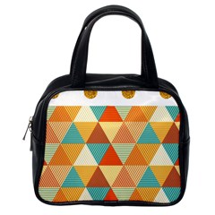 Golden Dots And Triangles Pattern Classic Handbags (one Side)