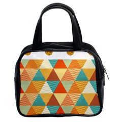 Golden Dots And Triangles Pattern Classic Handbags (2 Sides)