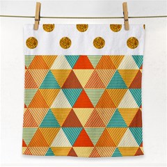 Golden Dots And Triangles Pattern Face Towel by TastefulDesigns