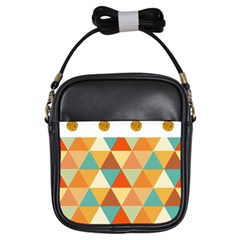 Golden Dots And Triangles Pattern Girls Sling Bags by TastefulDesigns